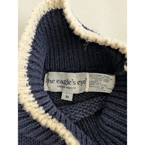 The Eagle's Eye Sweater Womens Medium Knit Cat 1993 Grandma Cottage Core - Picture 3 of 5
